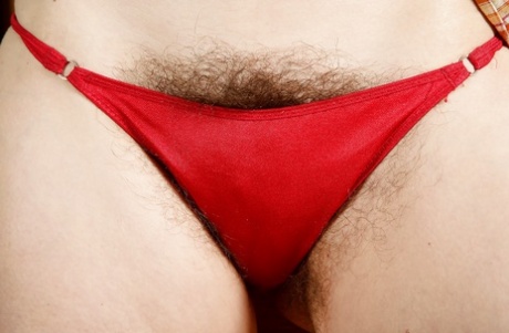 Hairy mature woman Sunshine baring bare ass and red panties 62524582